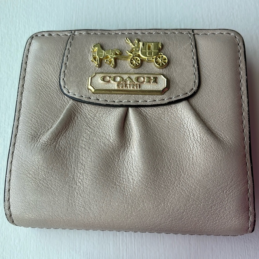 Coach Light Tan Wallet with Gold Details